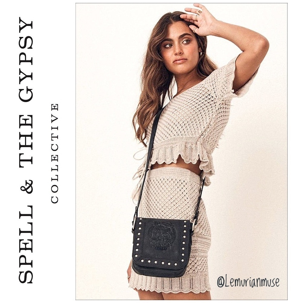 NWT Spell & The Gypsy Savannah Evening Bag Black